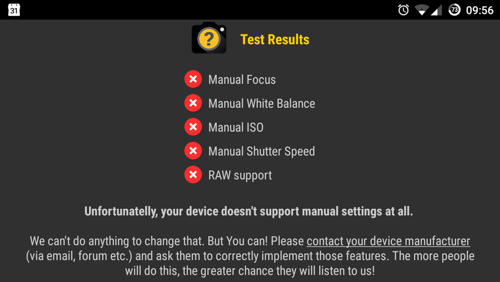 Manual Camera Compatibility Test